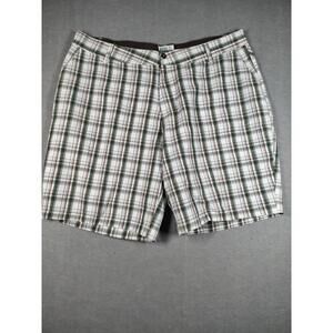Swiss Cross Authentic Wear Mens Size 46 Plaid Shorts White/Green/Brown Y2K
